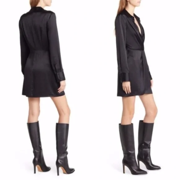 NEW Reformation Alaine 100% Silk Dress Black 2